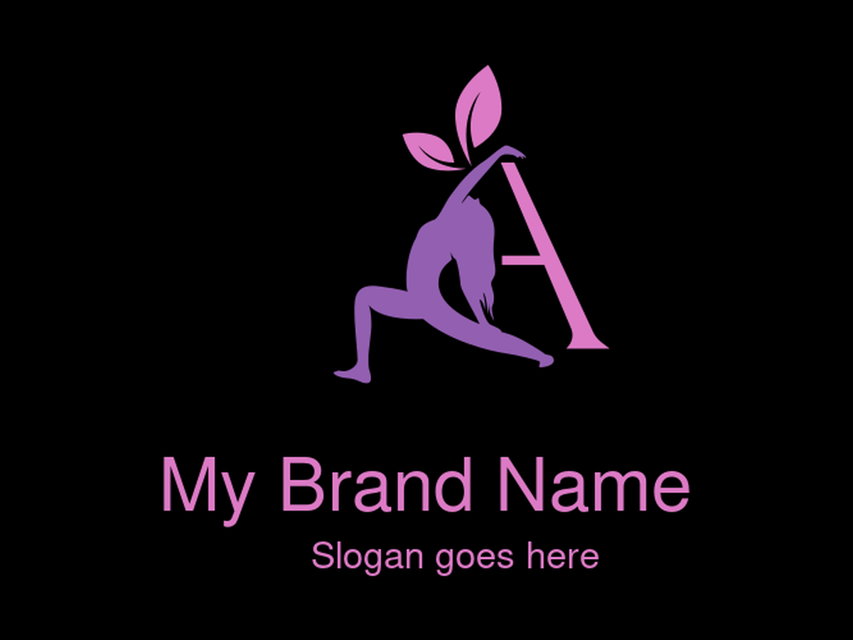 Letter A and Abstract Woman in Yoga Pose Logo Design